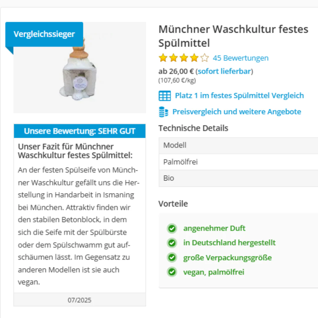 Waschkultur VEGA-SAUBA Spül- und Haushaltsseife (vegan, palmölfrei) – Bild 3